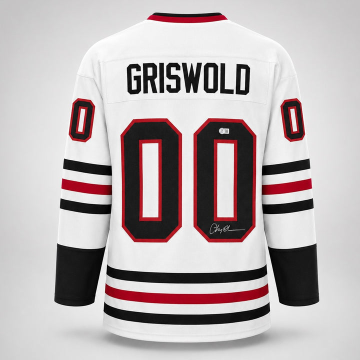 Christmas Vacation Chevy Chase Signed White Jersey Clark Griswold Beckett BAS QR