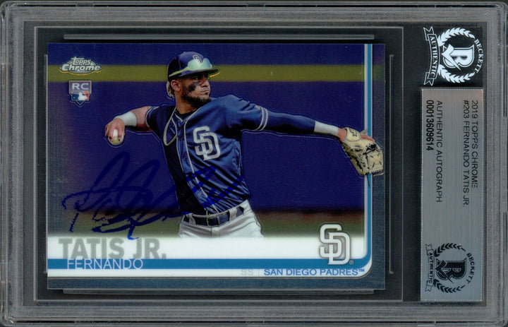 Fernando Tatis Jr. Signed 2019 Topp Chrome RC 203 Padres (Bubbling) Beckett