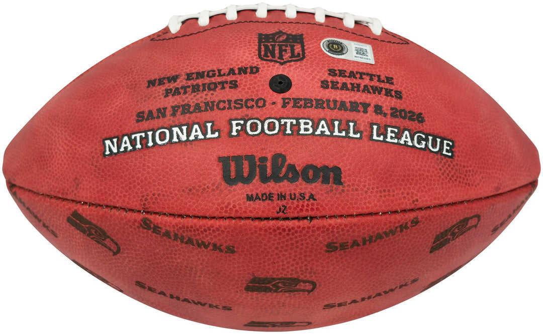 Mike Macdonald Signed Super Bowl LX Leather Football Seahawks BAS Witness
