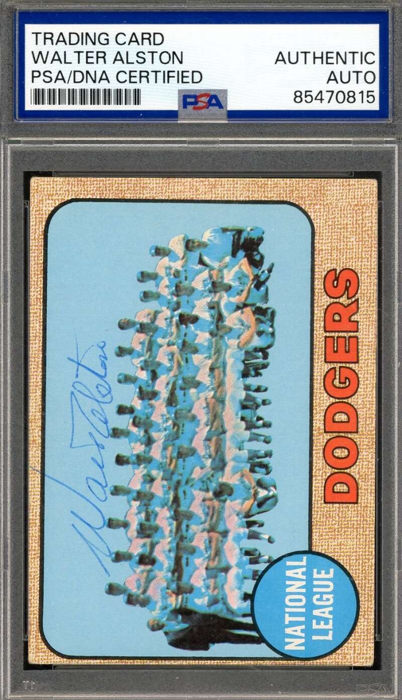 Walter Alston PSA DNA Vintage Signed 1968 Topps Team Autograph