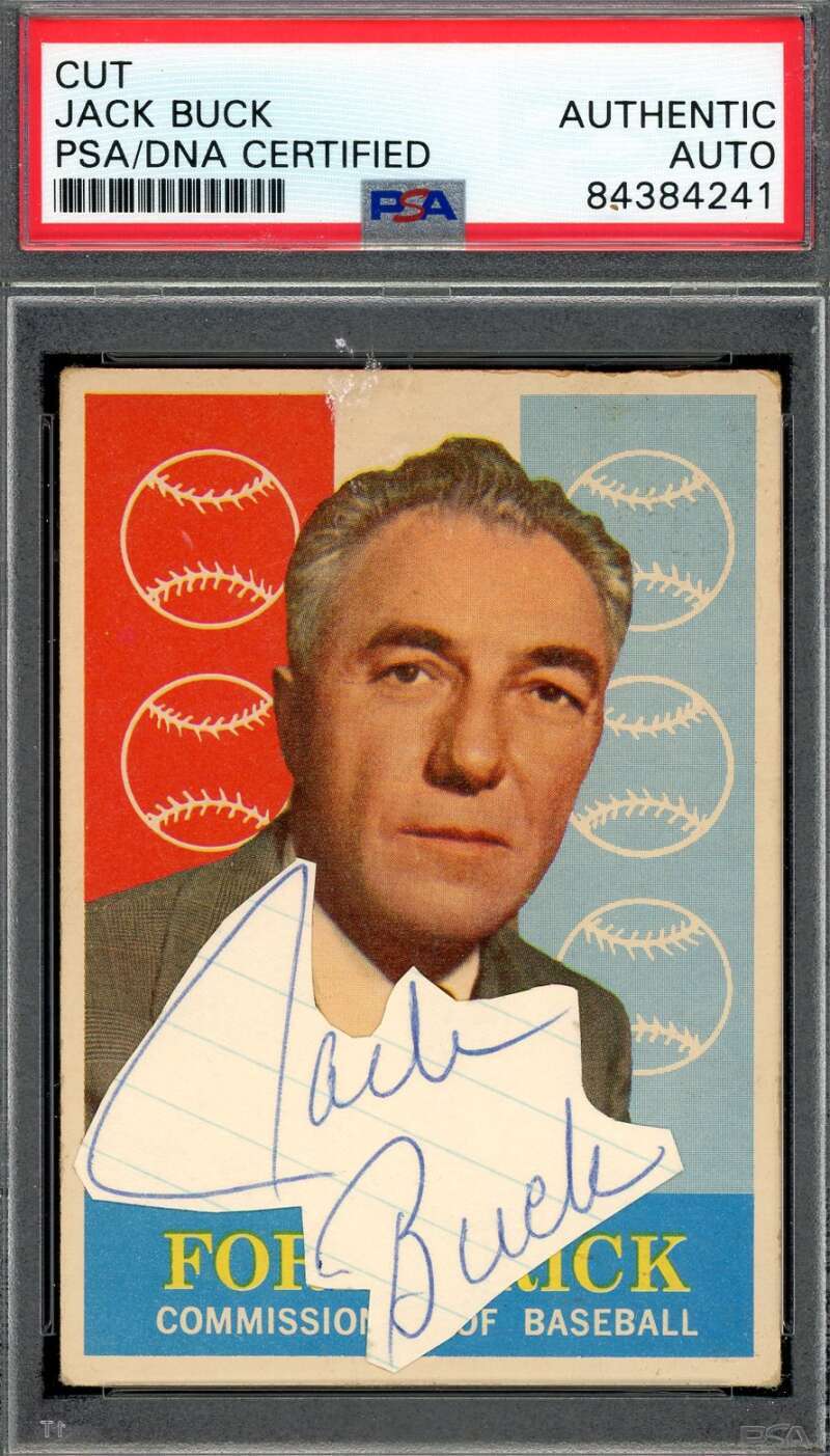 Jack Buck PSA DNA Signed 1959 Topps Ford Frick Cut Autograph