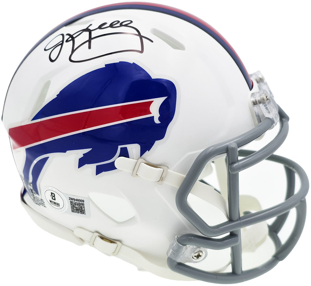 Jim Kelly Signed Bills 2011-20 Throwback White Speed Mini Helmet Beckett Wit