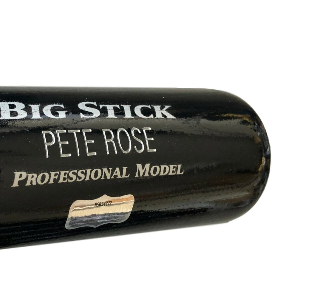 Pete Rose Signed Black Baseball Bat Inscribed "Hit King 4256" COA Radtke Reds
