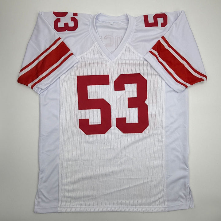 Autographed/Signed Darius Muasau New York White Football Jersey JSA COA