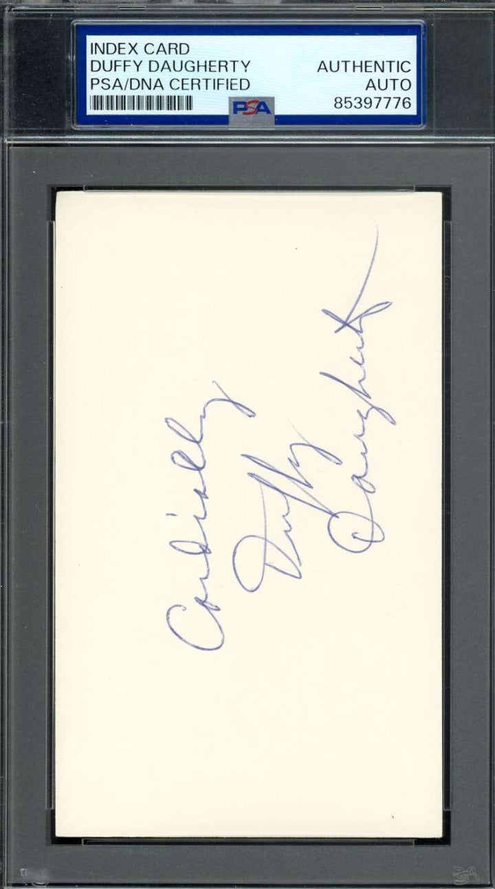 Duffy Daugherty PSA DNA Coa Signed 3x5 Index Card Michigan State Autograph