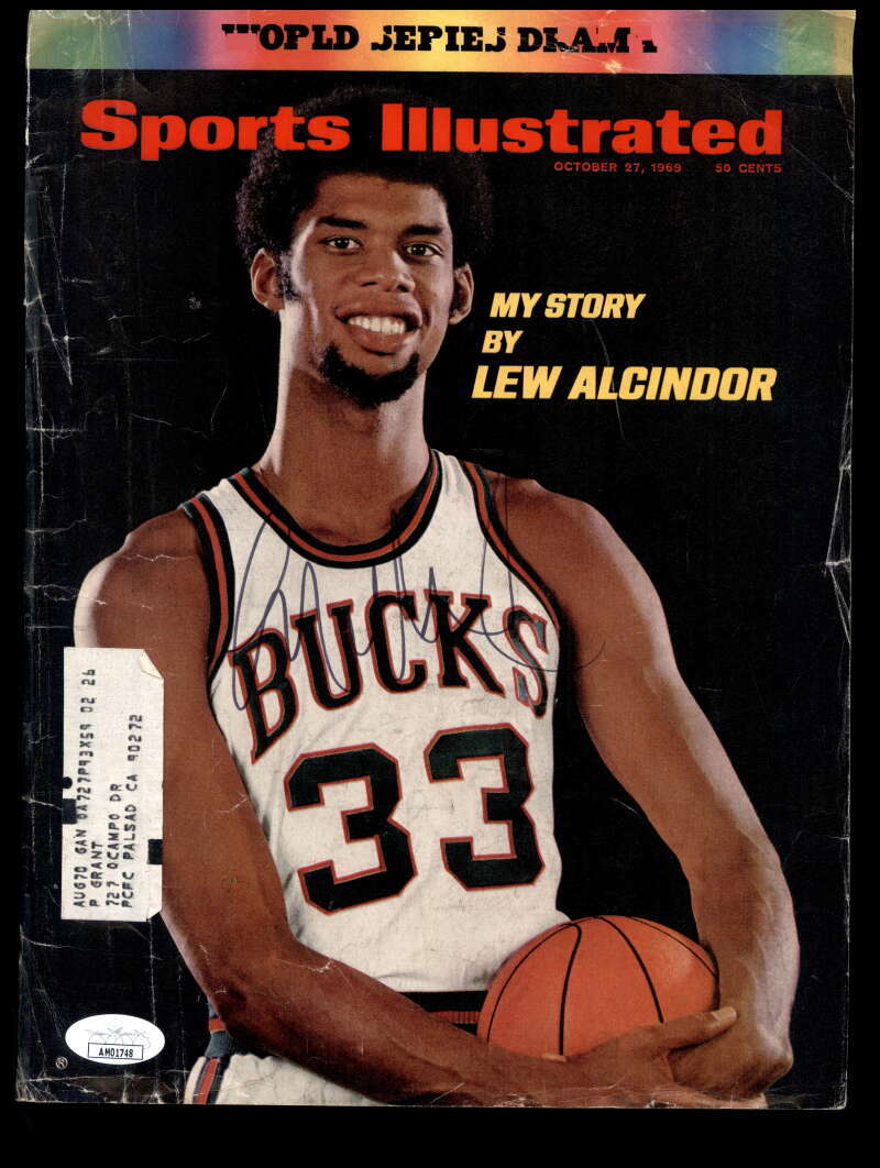 Kareem Abdul-Jabbar JSA Coa 1970`s Signed Sports Illustrated Magazine Cover Auto