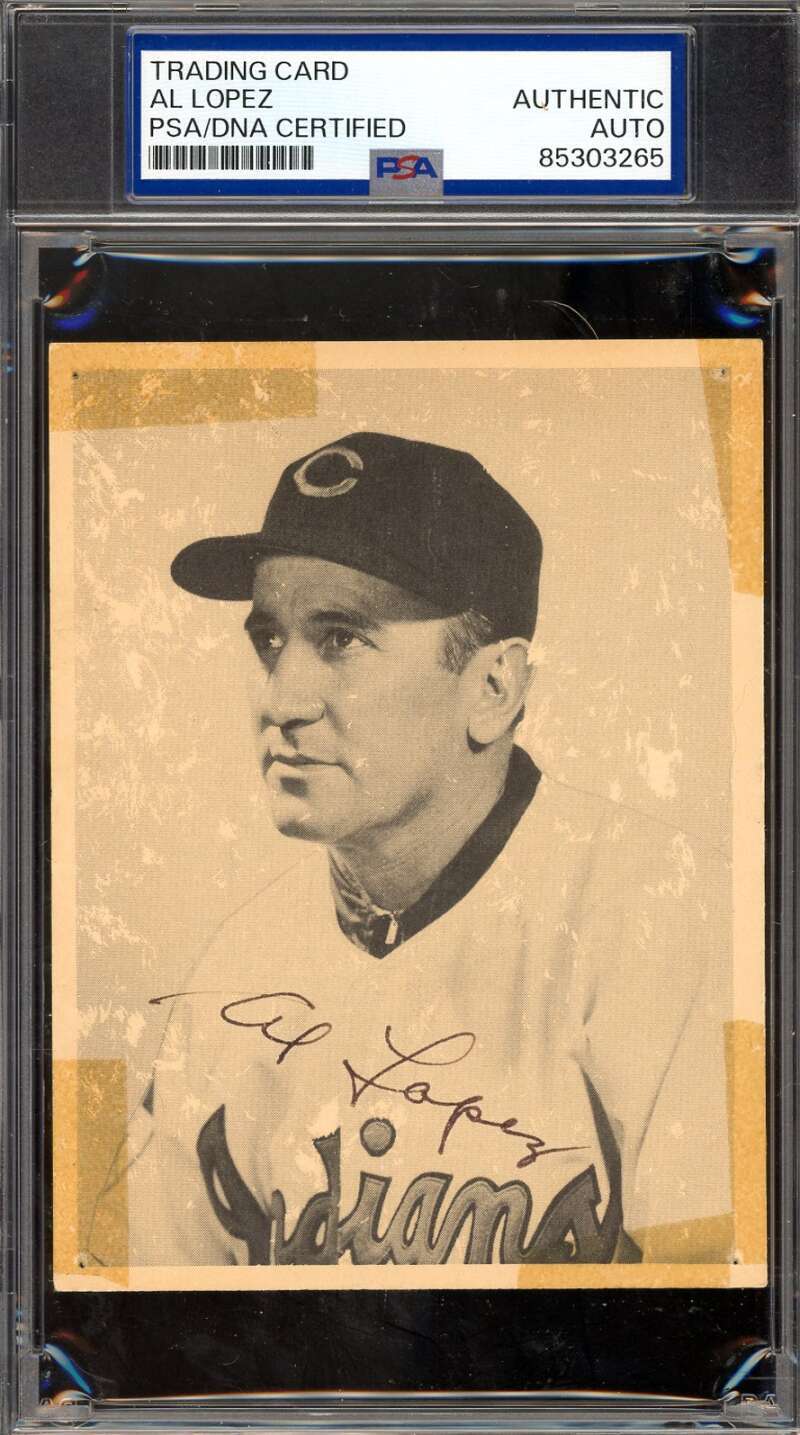 Al Lopez PSA DNA Vintage Signed Rare 1952 Num Num Indians Autograph