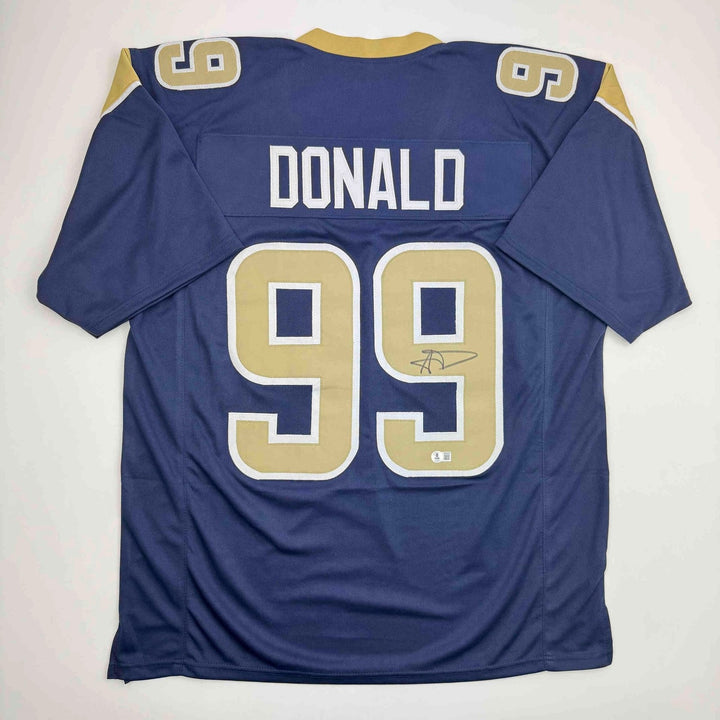 Autographed/Signed AARON DONALD Los Angeles LA Blue Jersey JSA COA Auto