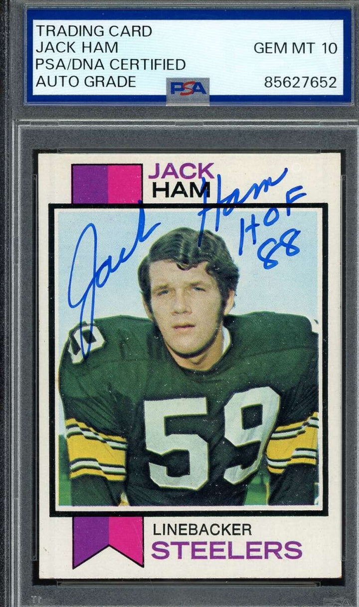 Jack Ham Gem Mint 10 PSA DNA Signed 1973 Topps Rookie Autograph