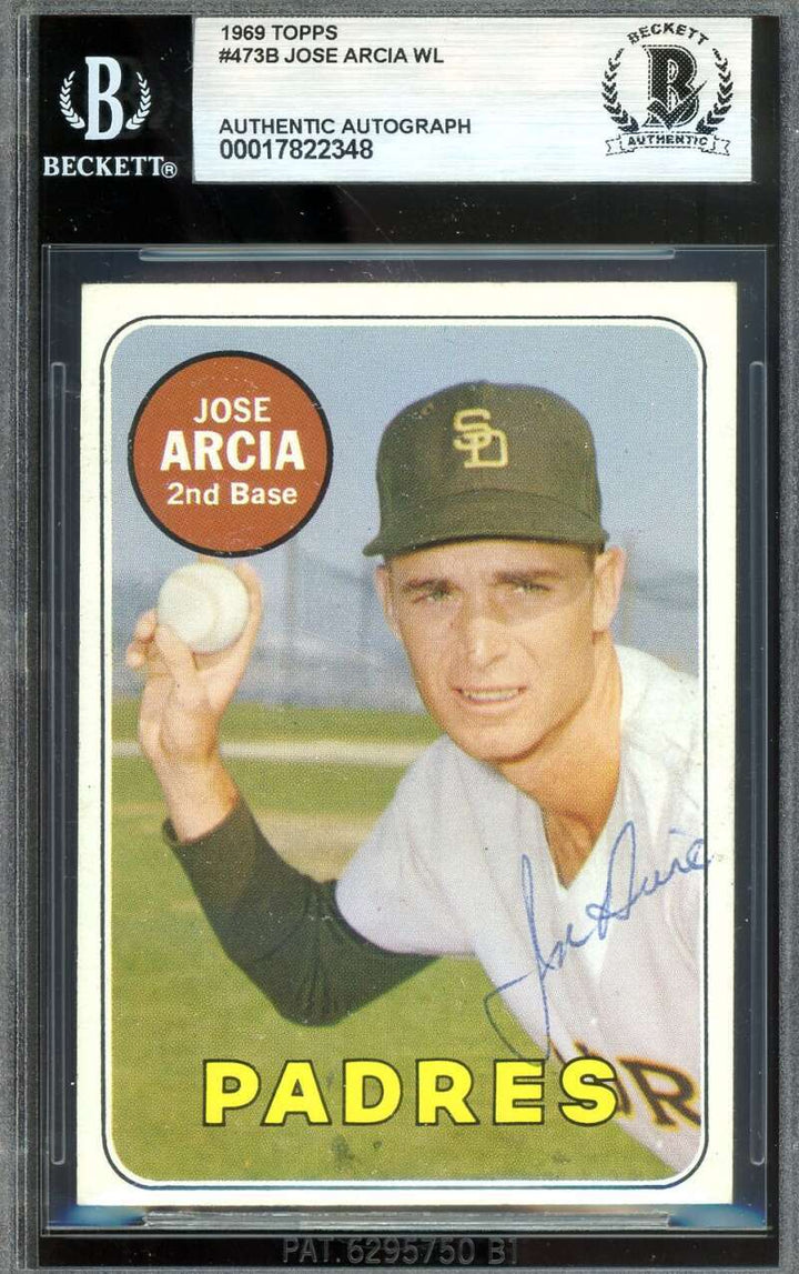 Jose Arcia Beckett BAS Signed 1969 Topps Key Card Autograph