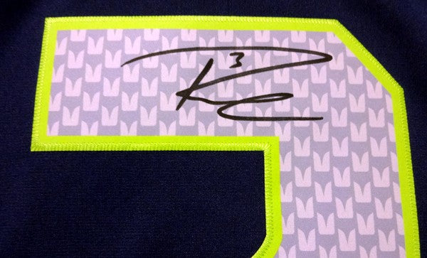 Seattle Seahawks Russell Wilson Signed Blue Nike Twill Jersey Size L RW Holo