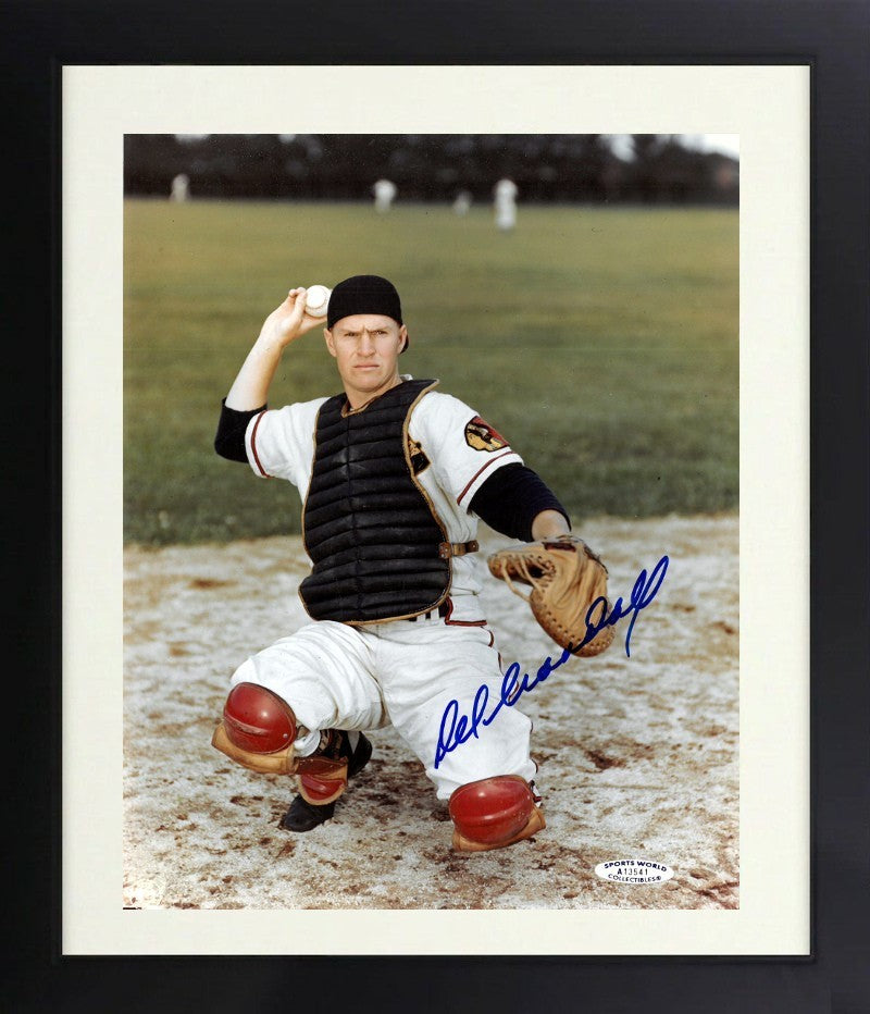 Del Crandall signed Milwaukee Braves MLB 8x10 Photo Ding Framed-Sports World COA