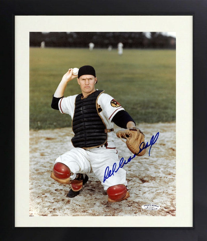 Del Crandall signed Milwaukee Braves MLB 8x10 Photo Ding Framed-Sports World COA