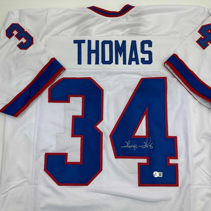 Autographed/Signed THURMAN THOMAS Buffalo White Jersey JSA COA Auto