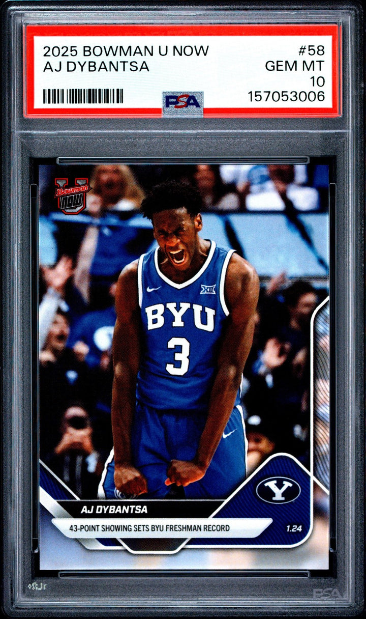 Graded 2025 Topps Bowman U Now AJ Dybantsa #58 Rookie RC Card PSA 10