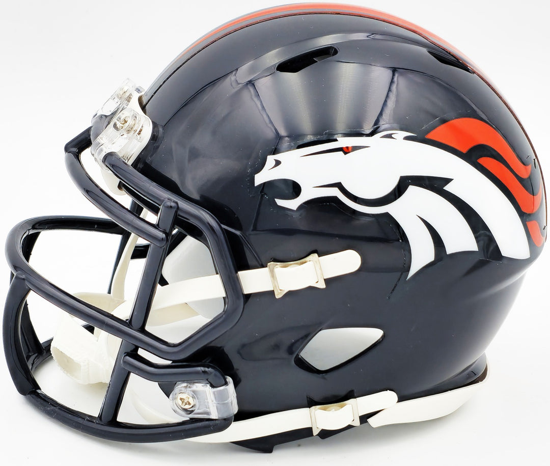 Russell Wilson Signed Denver Broncos Blue Speed Mini Helmet Fanatics Holo