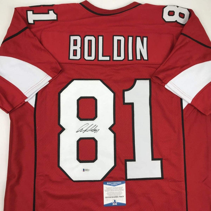 Autographed/Signed Anquan Boldin Arizona Red Jersey Beckett BAS COA