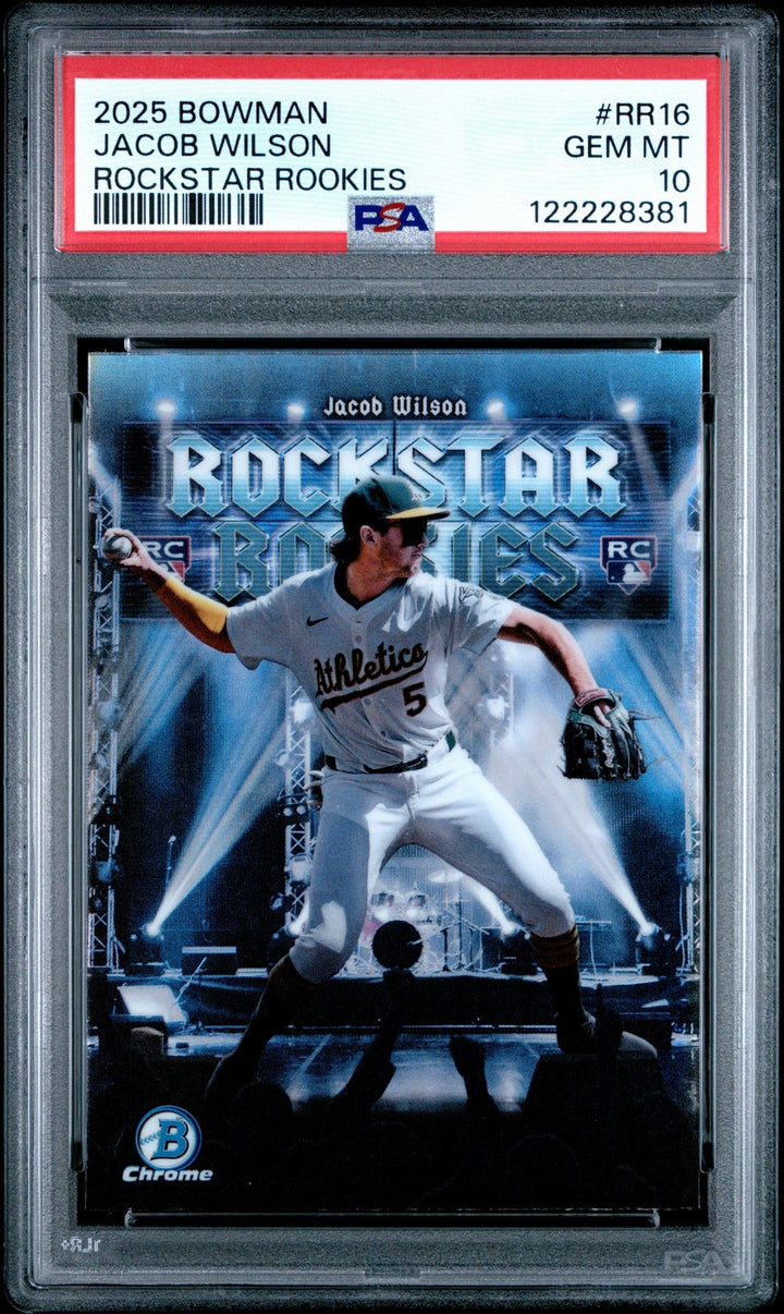 Graded 2025 Bowman Jacob Wilson #RR16 Rockstar Rookies RC Card PSA 10