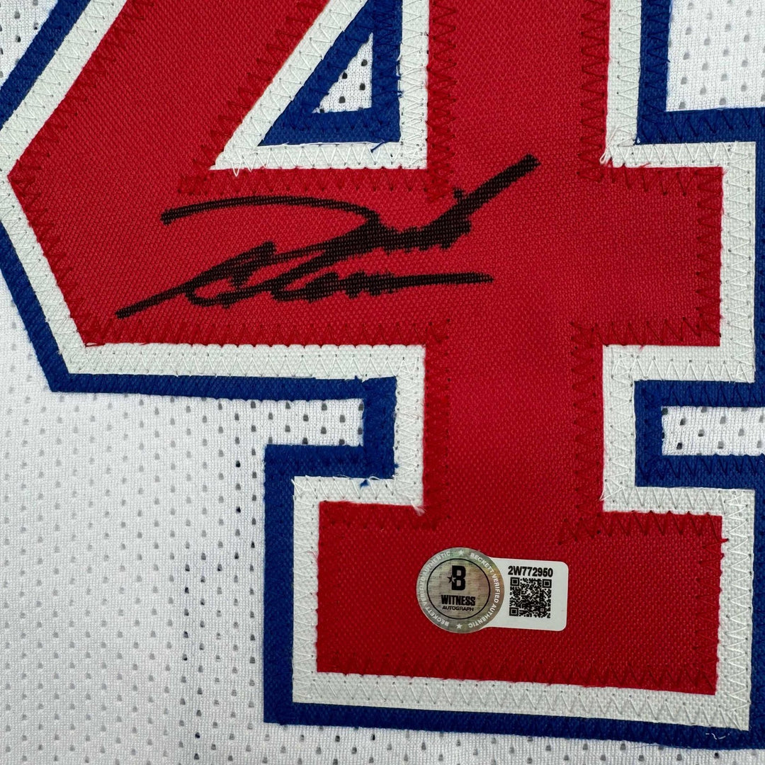 Autographed/Signed Derrick Coleman New Jersey NJ White Jersey BAS COA