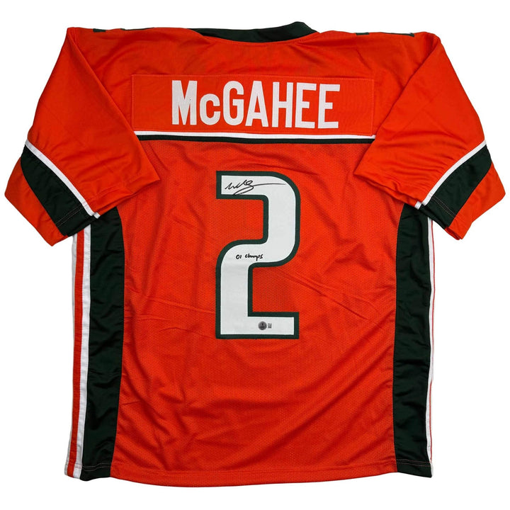 Autographed/Signed Willis McGahee 01 Champs Miami Orange Jersey Beckett BAS COA