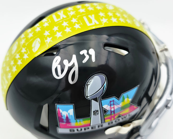 Ty Okada Signed Seahawks Black SB LX Logo Mini Helmet MCS Holo