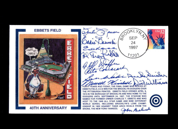 Snider Williams Gionfriddo JSA Signed /11 1997 Ebbets Field FIrst Day Cover FDC