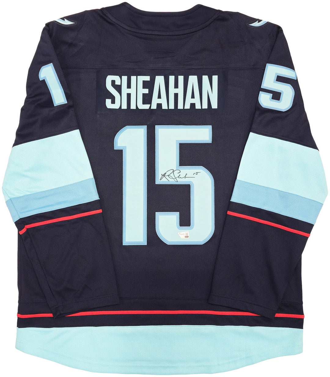 Kraken Riley Sheahan Auto Blue Fanatics Breakaway Jersey XL Inaugural Season