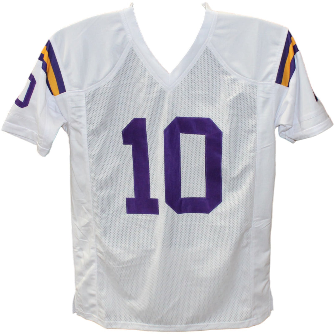 Fran Tarkenton Autographed/Signed Pro Style White Jersey Beckett 44016