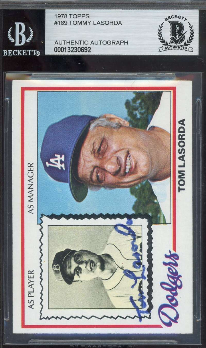 Tommy Lasorda Beckett BAS Signed 1978 Topps Autograph