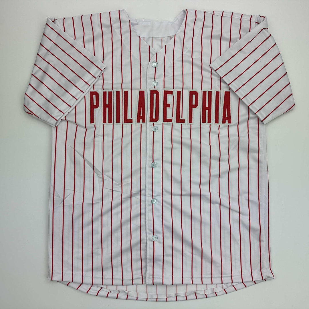 Facsimile Autographed Ranger Suarez Philadelphia Pinstripe Reprint Jersey Men XL