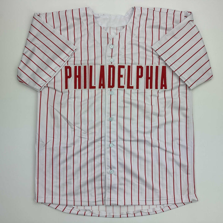 Facsimile Autographed Ranger Suarez Philadelphia Pinstripe Reprint Jersey Men XL