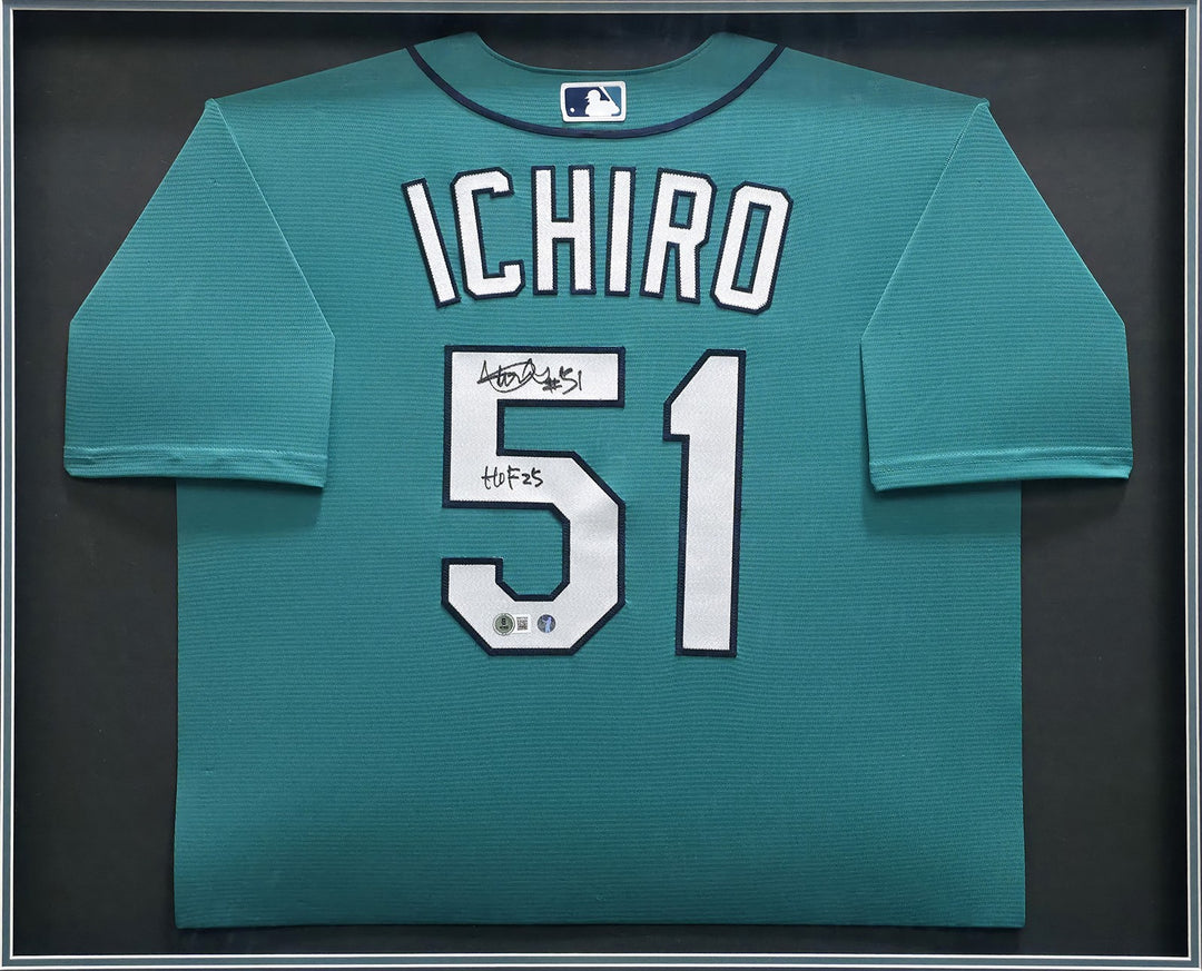 Mariners Ichiro Suzuki Signed Teal Nike Jersey IS Holo & "HOF 25" BAS Witness
