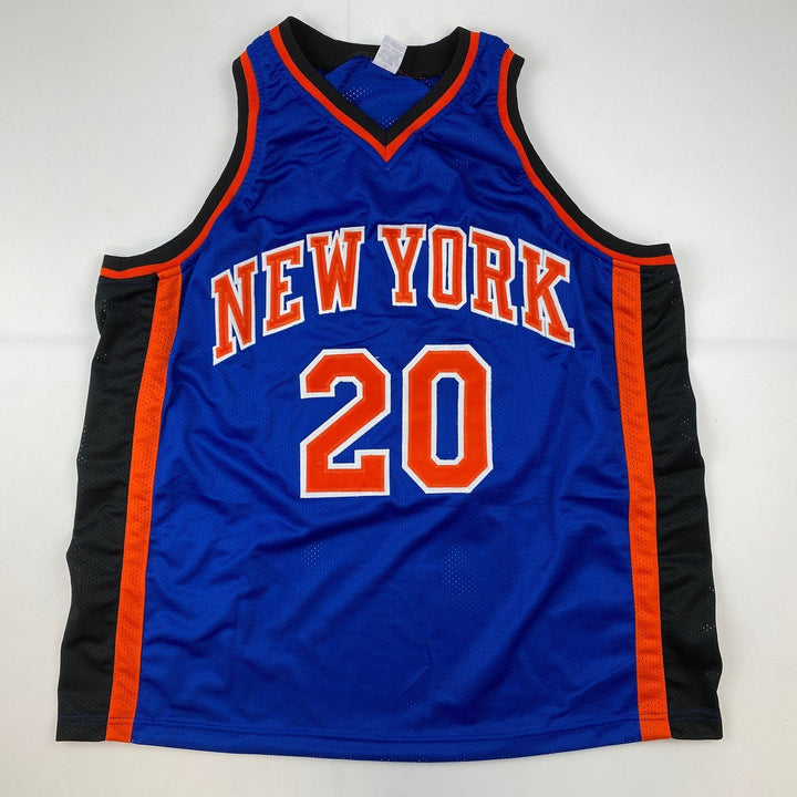 Autographed/Signed Allan Houston New York Blue Jersey PSA/DNA COA