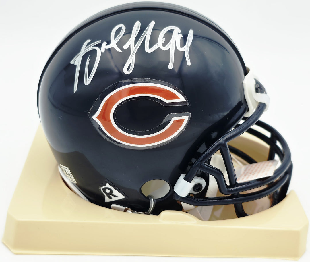 Brian Urlacher & Dan Hampton Signed Bears Blue Mini Helmet Beckett Witness