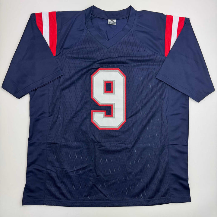 Autographed/Signed Kayshon Boutte New England Blue Jersey Beckett BAS COA