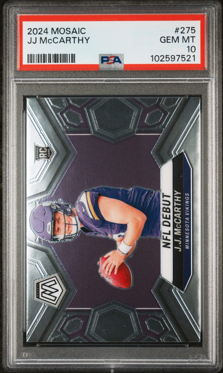 Graded 2024 Panini Mosaic JJ McCarthy #275 Rookie RC Card PSA 10 Gem Mint