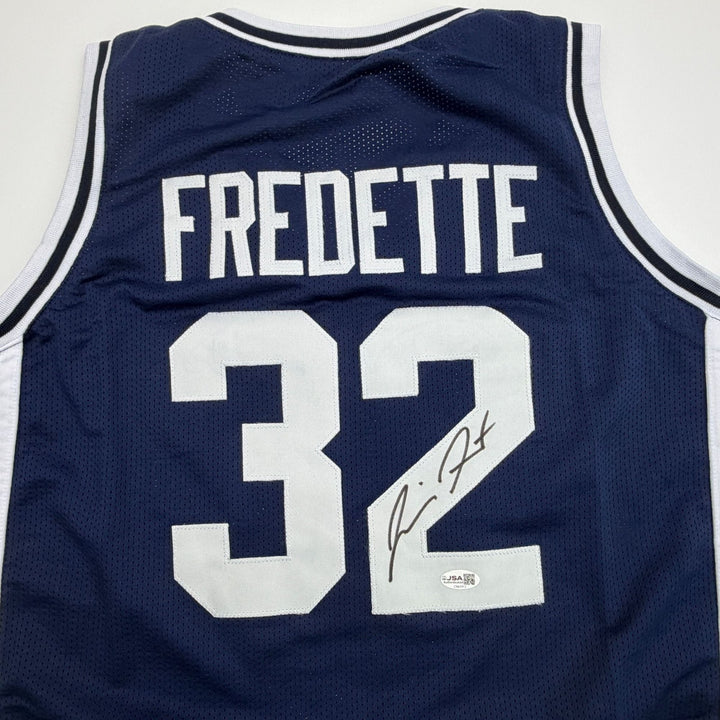 Autographed/Signed Jimmer Fredette BYU Blue College Jersey JSA COA