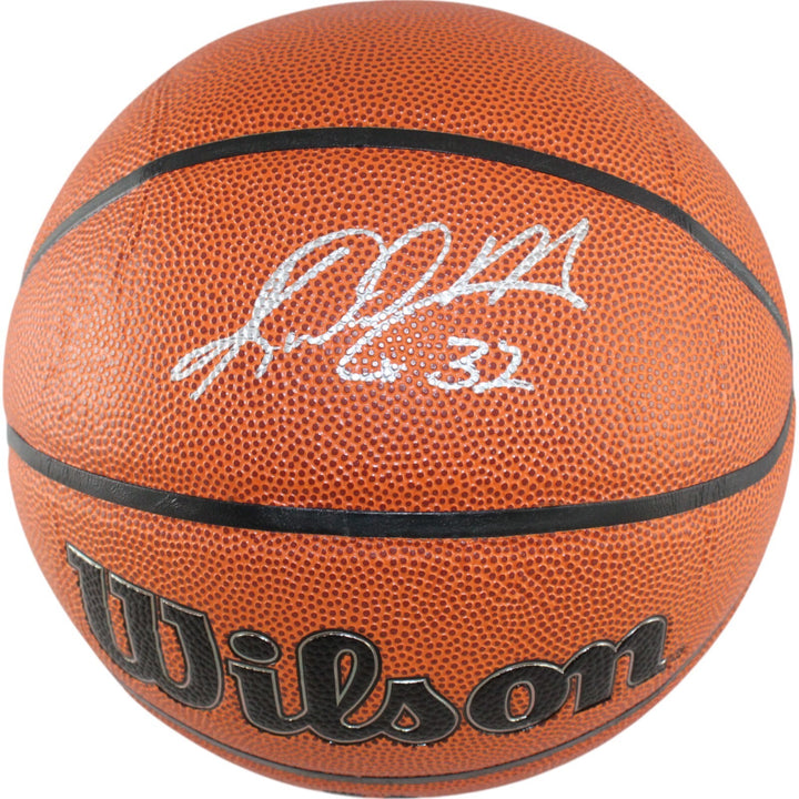 Karl Malone Autographed/Signed Utah Jazz Wilson Basketball Beckett Witness 49268