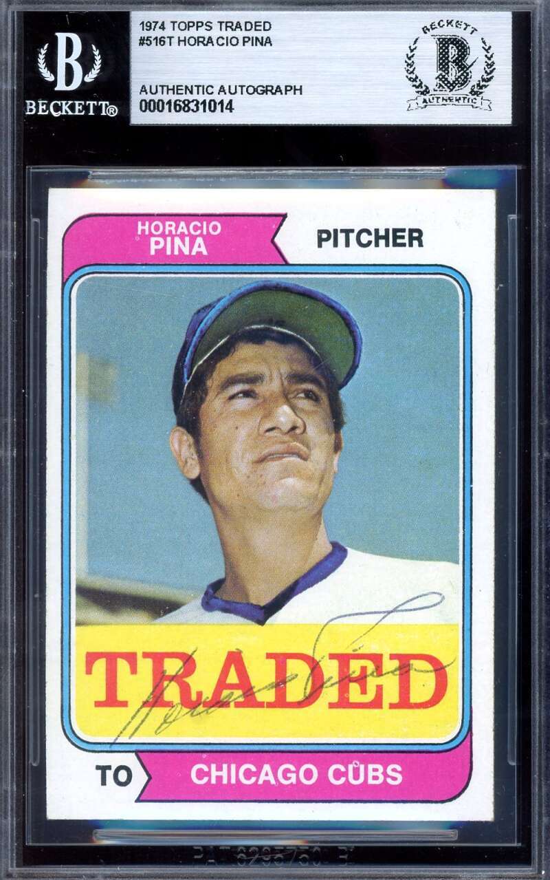 Horacio Pina Beckett BAS Signed 1974 Topps Traded Autograph