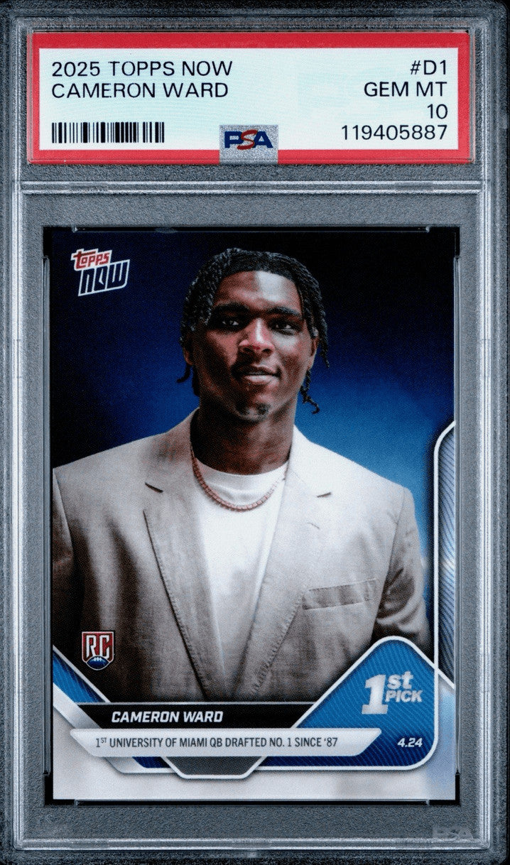 Graded 2025 Topps Now Cam Ward #D1 Rookie RC Football Card PSA 10 Gem Mint