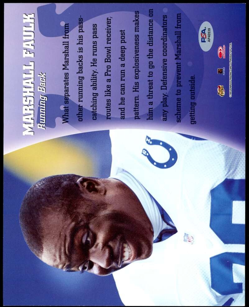 Marshall Faulk PSA DNA Autograph 1997 Leaf 8x10 Photo Signed