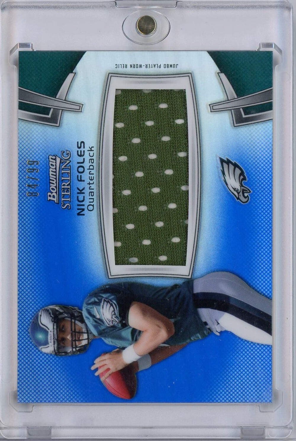 2012 Bowman Sterling Blue Refractor Nick Foles #BSJRRNF /99 Relic Rookie Card