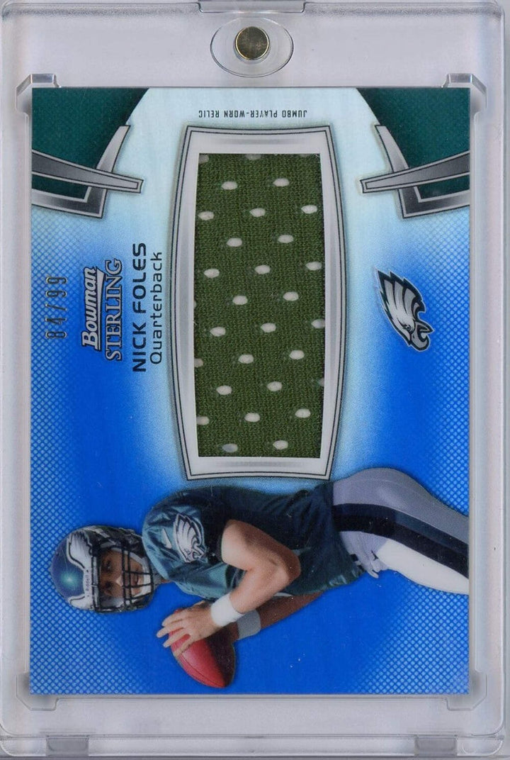 2012 Bowman Sterling Blue Refractor Nick Foles #BSJRRNF /99 Relic Rookie Card