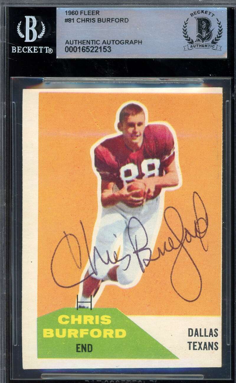 Chris Burford Beckett BAS Signed 1960 Fleer Rookie Autograph