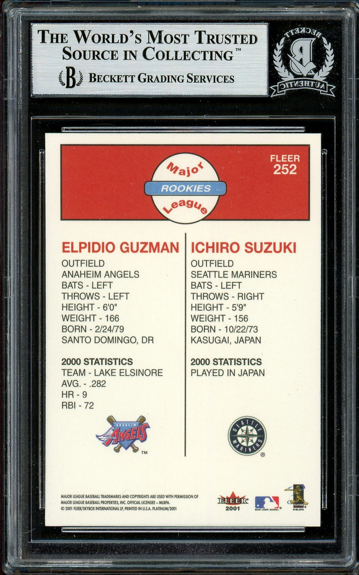 Ichiro Suzuki Signed 2001 Fleer Platinum RC 252 Mariners Beckett #12783690
