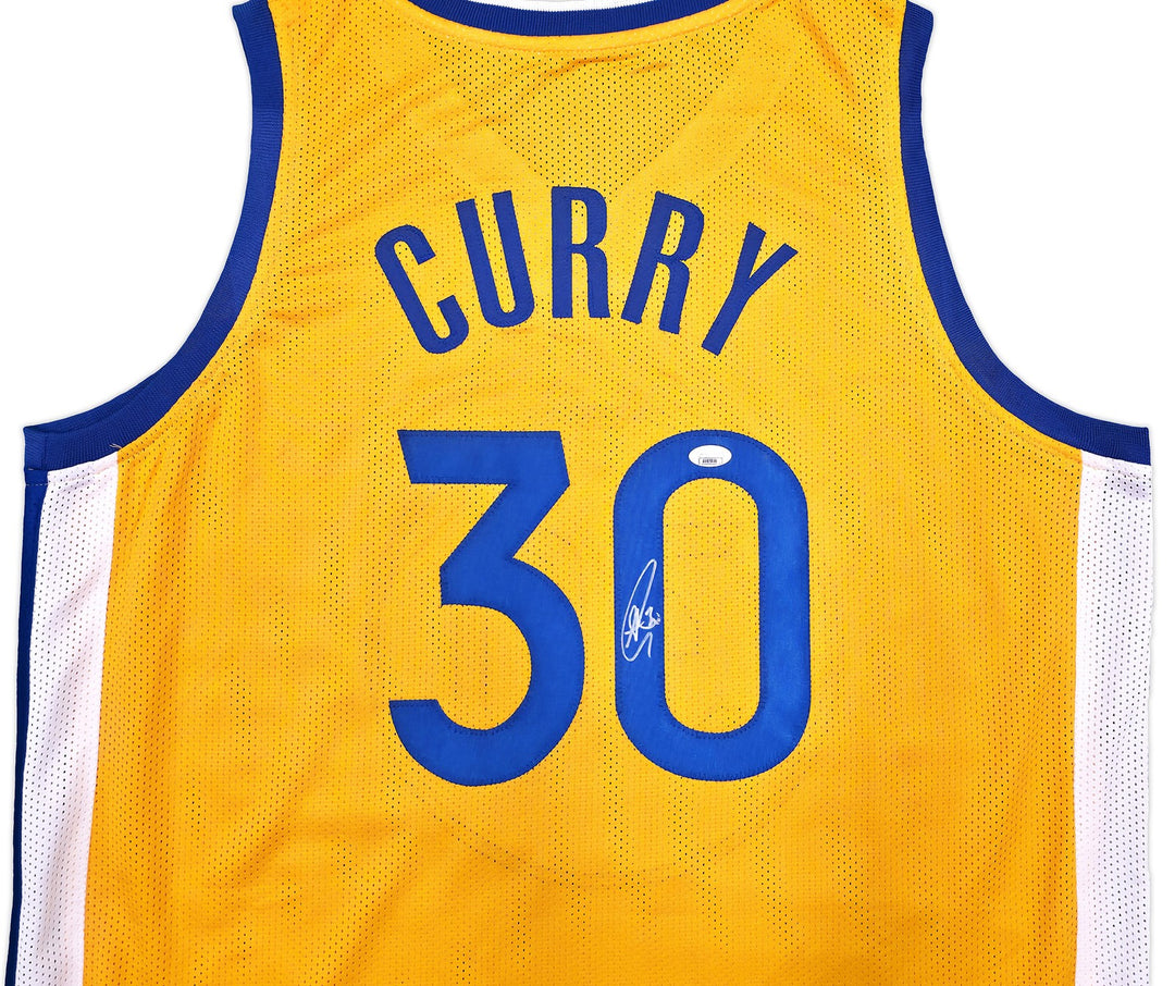 Golden State Warriors Stephen Curry Autographed Signed Yellow Jersey JSA