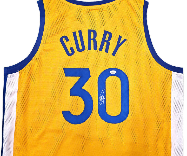 Golden State Warriors Stephen Curry Autographed Signed Yellow Jersey JSA