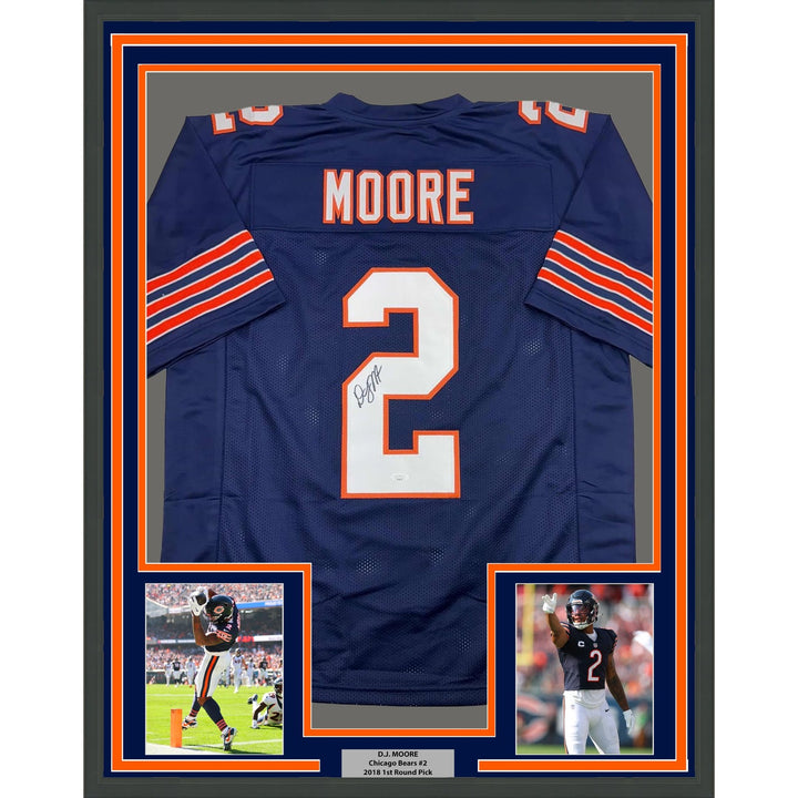 Framed Signed D.J. DJ Moore 35x39 Chicago TB Blue Jersey JSA COA
