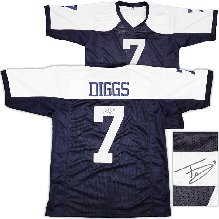 Dallas Cowboys Trevon Diggs Autographed Signed Blue & White Jersey Beckett