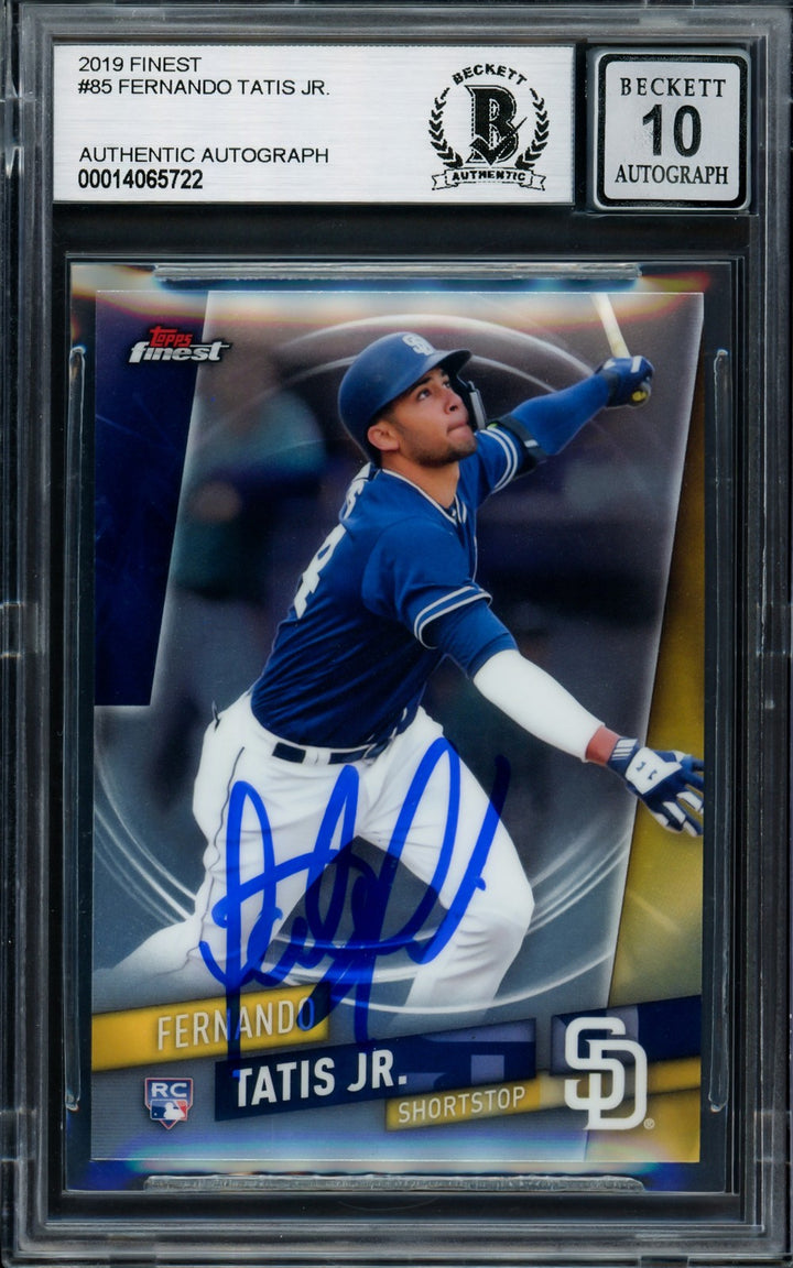 Fernando Tatis Jr. Signed 2019 Topps Finest RC 85 Padres Auto GM 10 Beckett